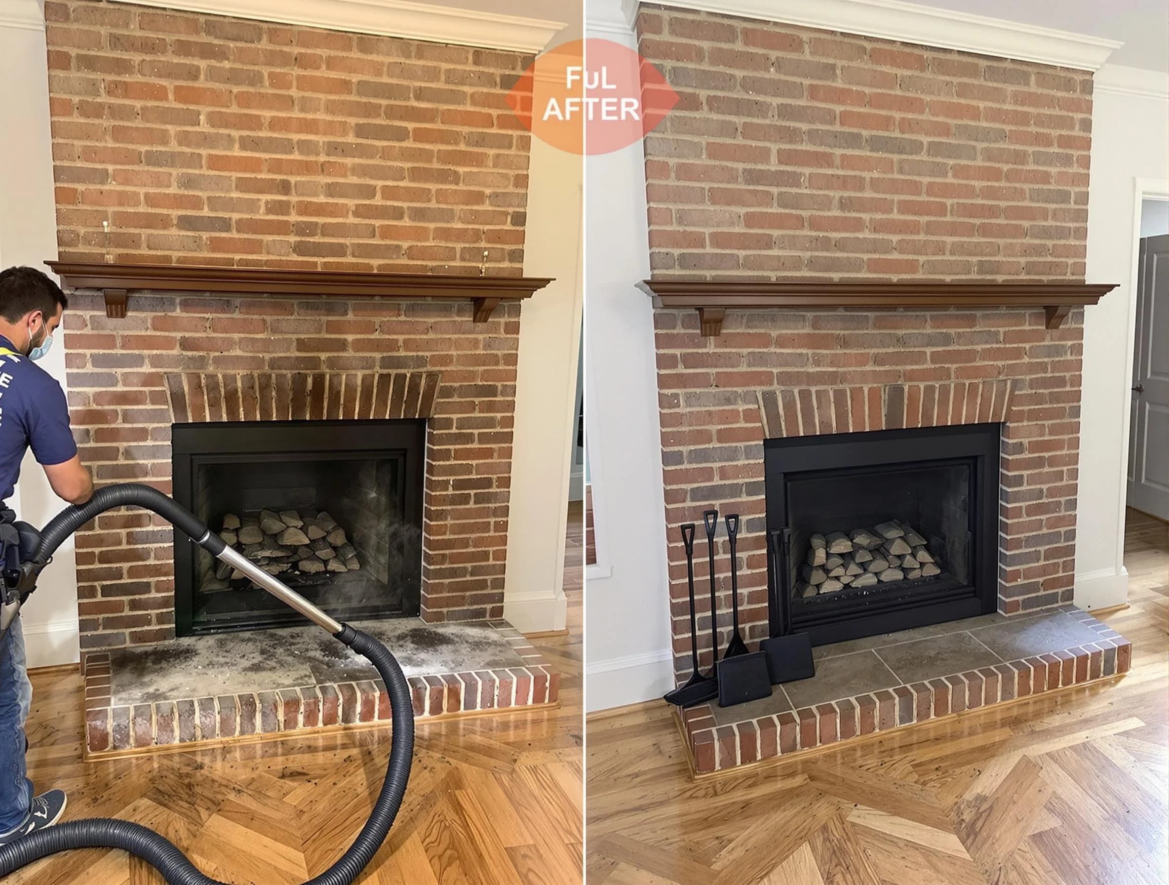 Beverly Chimney Sweep carefully sanitizing a fireplace in Beverly, MA