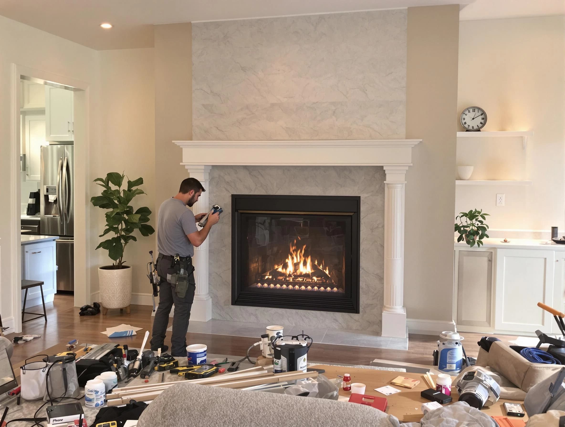 Newly installed fireplace by Beverly Chimney Sweep in Beverly, MA