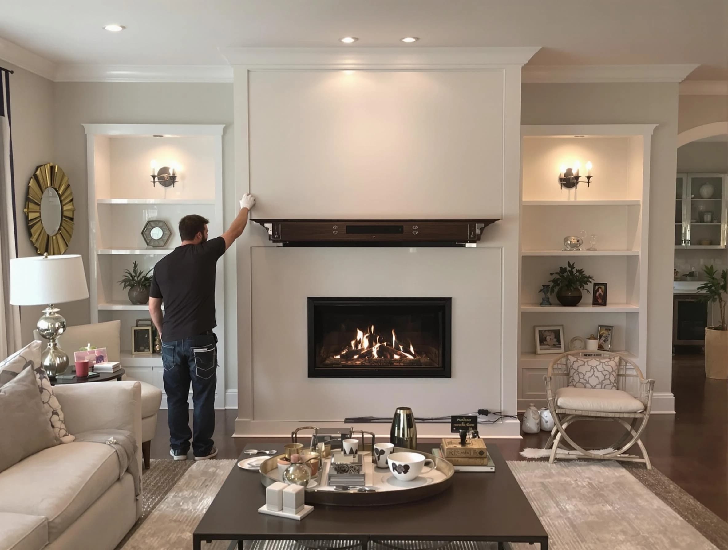 Beverly Chimney Sweep installing a new fireplace in Beverly, MA