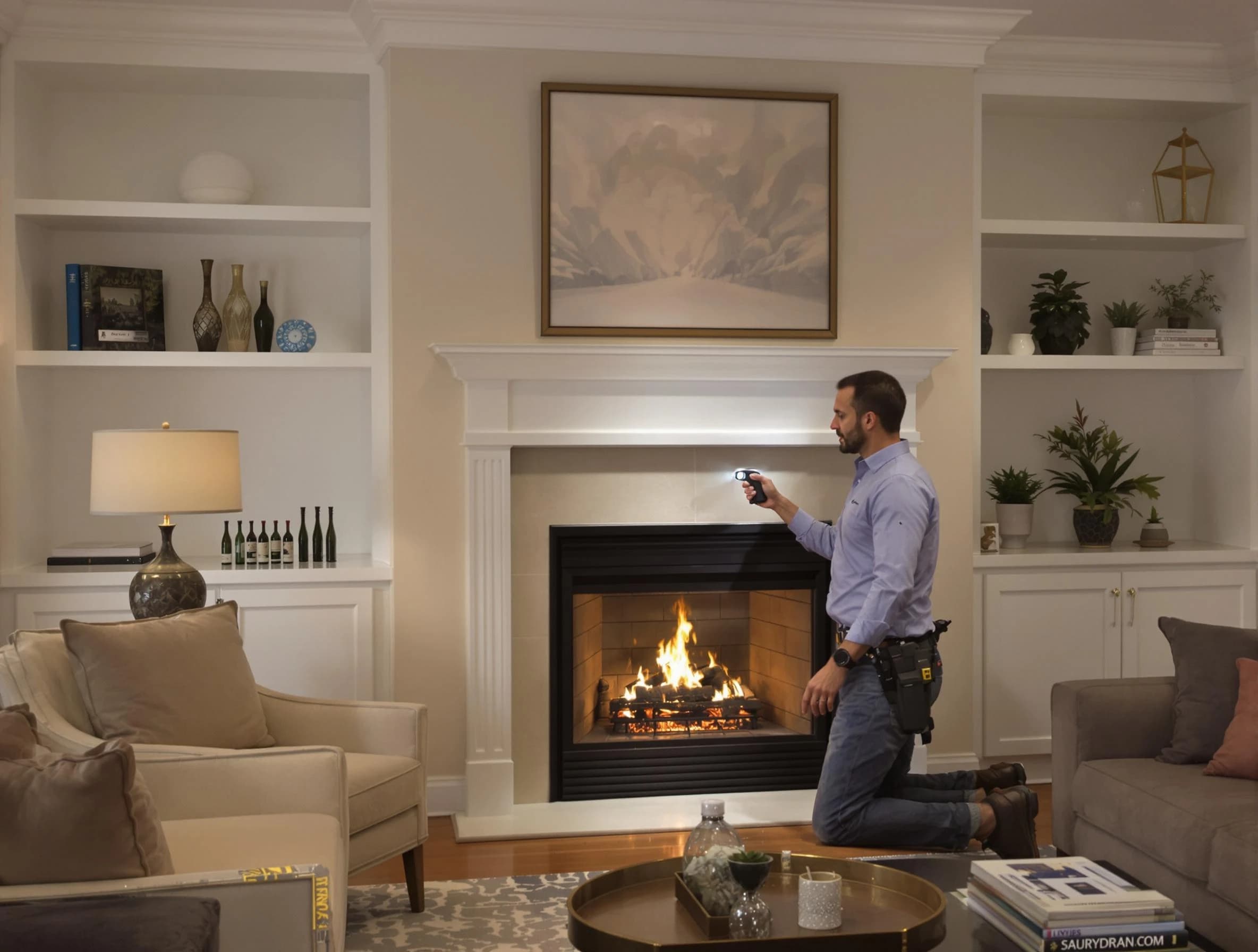 Beverly Chimney Sweep conducting a fireplace safety inspection in Beverly, MA