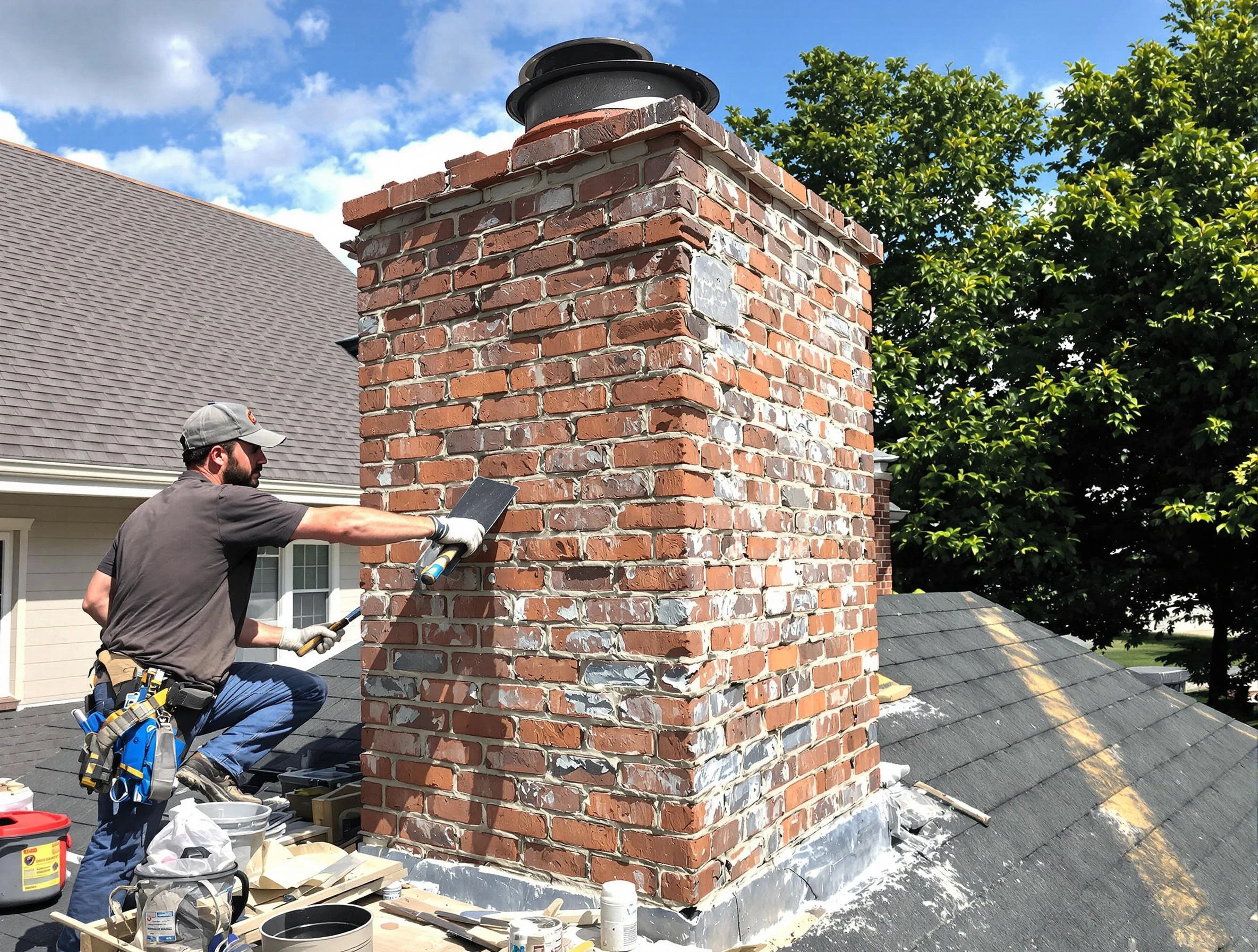Completed chimney rebuild by Beverly Chimney Sweep in Beverly, MA