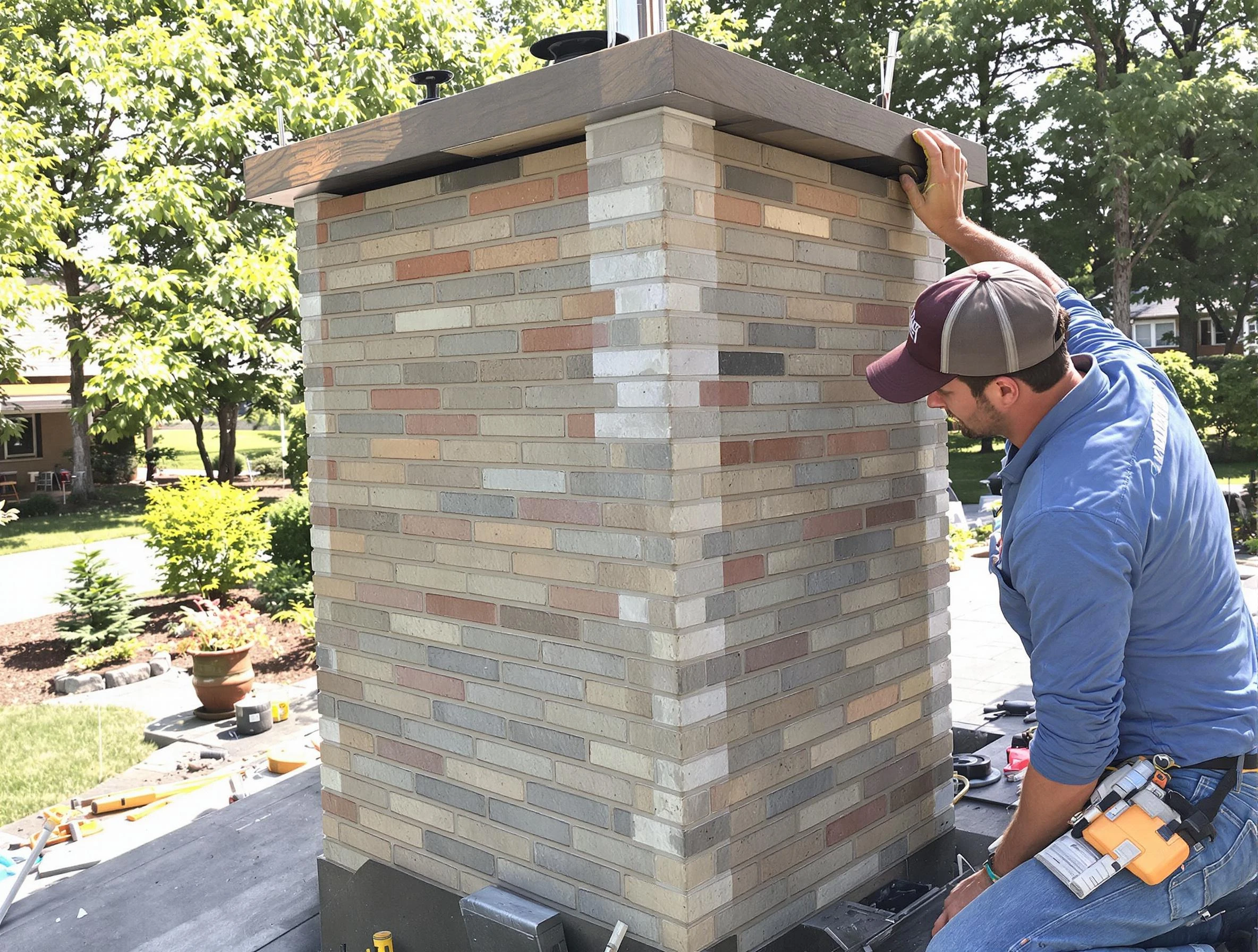 Beverly Chimney Sweep completing a modern chimney remodel in Beverly, MA