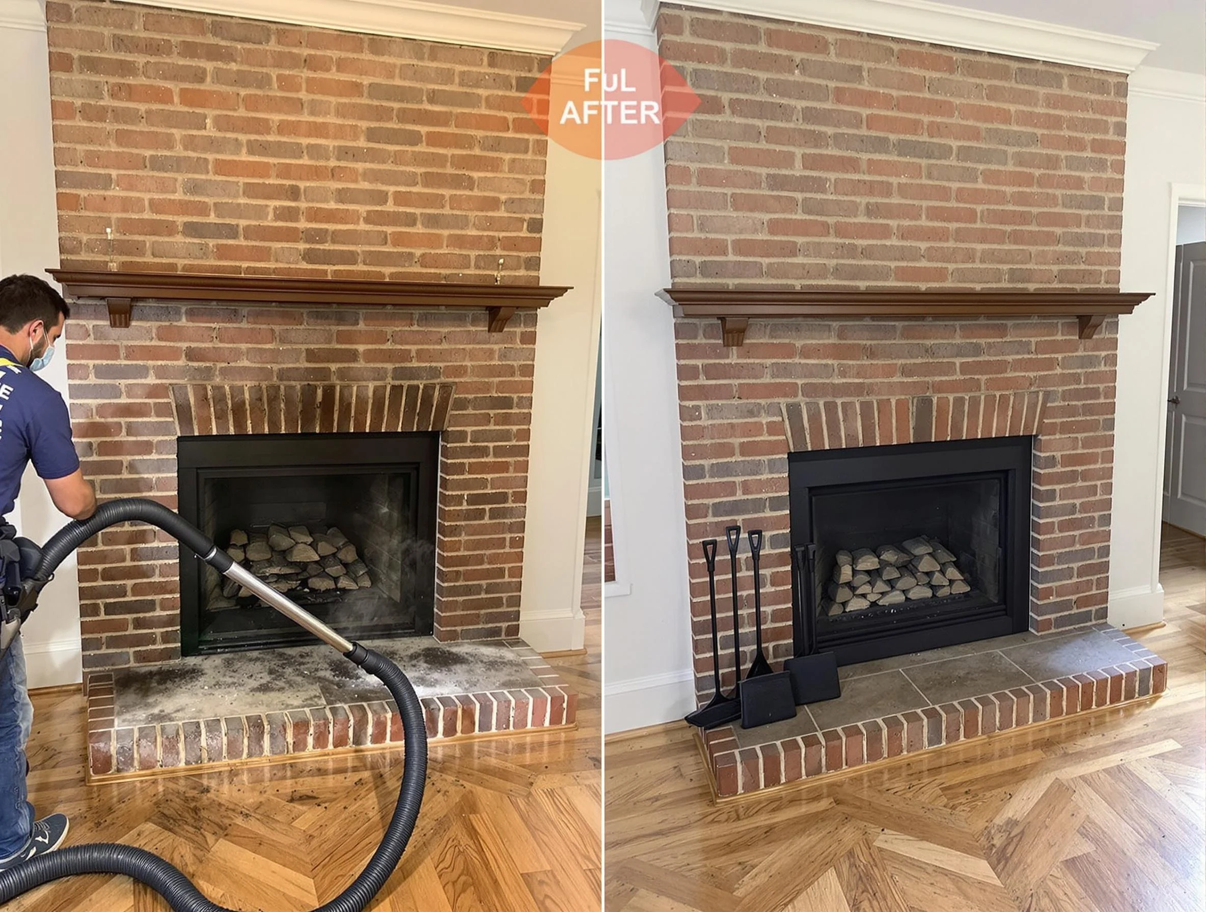 Beverly Chimney Sweep carefully sanitizing a fireplace in Beverly, MA