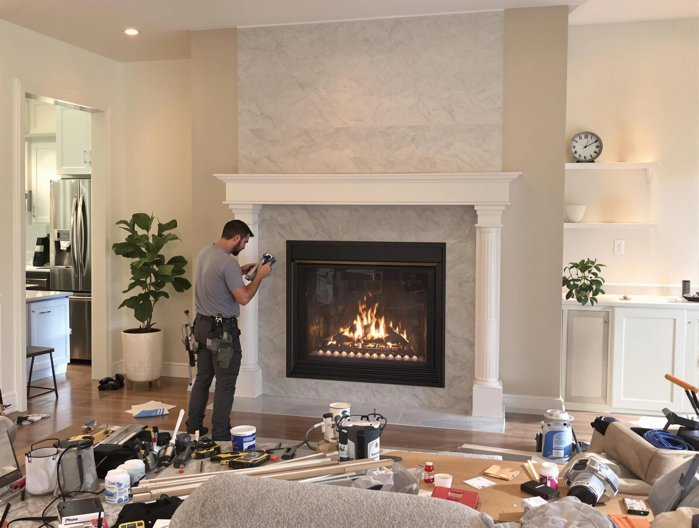 Newly installed fireplace by Beverly Chimney Sweep in Beverly, MA